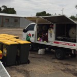 Wheelie Wheelie Clean - Bin Cleaning truck in action cleaning multiple bins in Australia